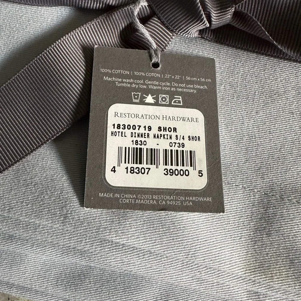 Restoration Hardware blue dinner napkins, monagrammed M